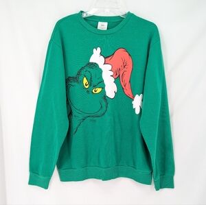 The Grinch Christmas Crewneck Sweatshirt Green Size Large Unisex